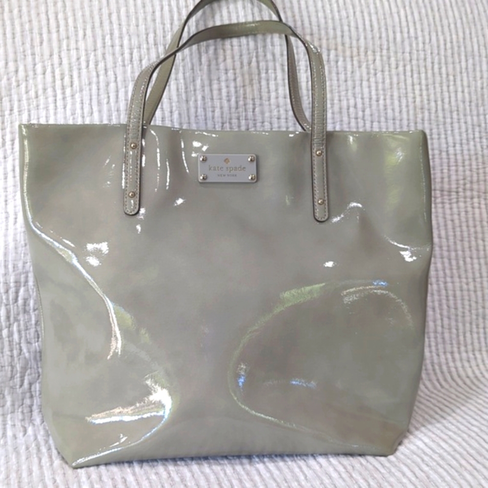 Kate Spade Large Gray Patent Leather Tote